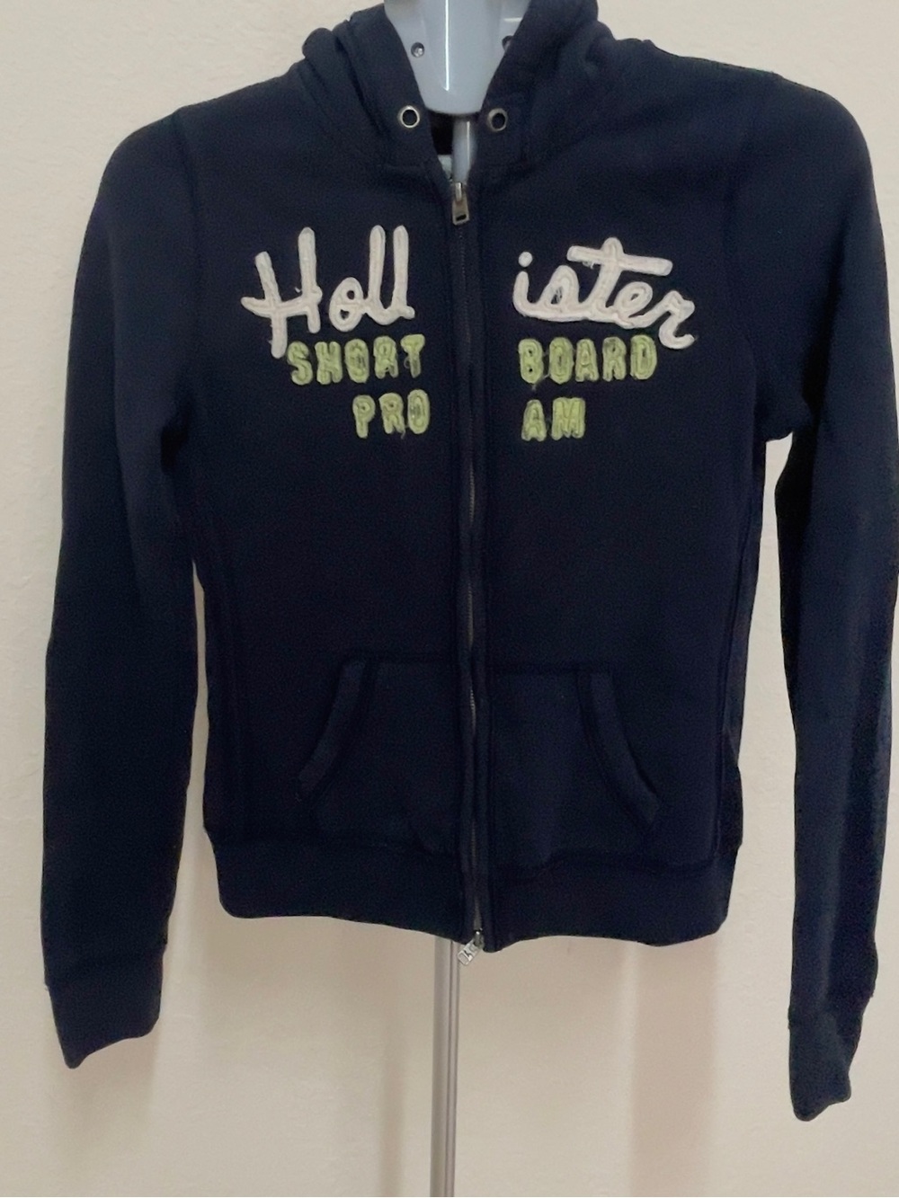 Y2K Vintage Hollister Navy Blue Zip-Up Hoodie | Size M